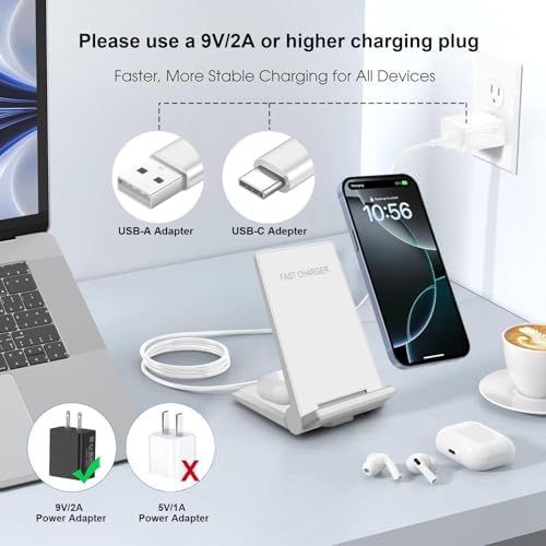 25 W Dual Wireless Charging Station – Foldable Fast Charger for i Phone 16/Pro/15/14/13/12/11/Plus/SE/X & Samsung/LG Devices – Portable Induction Pad with Air Pods Compatibility – Intelligent Overcharge Protection for Home & Office Use