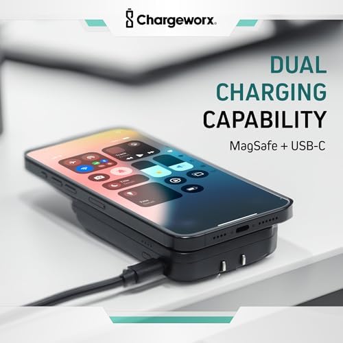 Ultra-Fast Portable Charger Power Bank with Built-In AC Plug – 6,000 m Ah Dual 15 W Fast Charge for Mag Safe i Phones & Magnetic Android Devices – Lightweight Travel Essential for Non-Stop Connectivity and Convenience