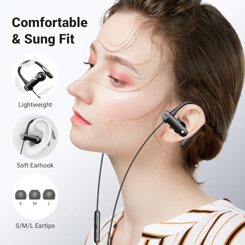 ACAGET 3.5 mm Wired Sports Earbuds with Secure Over-Ear Hooks – Premium Noise-Canceling Headphones for Active Lifestyles – Immerse in Enhanced Bass Audio – Ideal for Gym Workouts, Running, and Office Environments