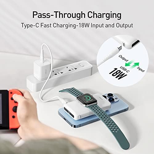 i WALK MAG-X Magnetic Wireless Power Bank with Integrated Apple Watch Charger – 10000 m Ah PD Fast Charging Solution for i Phone 16/15/14/13/12 Series and Apple Watch Ultra/8/7/6/5/4 – Ultimate Portability and Efficiency for On-the-Go Charging