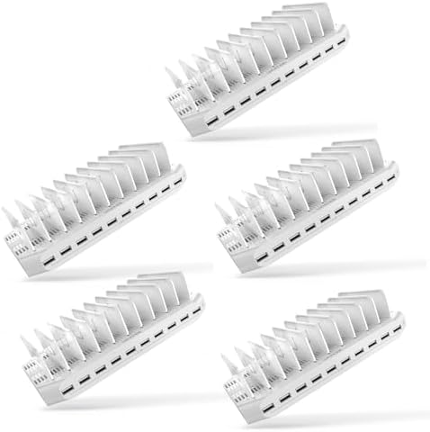 Unitek 10-Port USB Charging Station: Smart IC Technology for Fast, Organized Device Charging with Adjustable Dividers – Ideal for i Pads, Tablets, Kindles & i Phones in Home or Office Settings