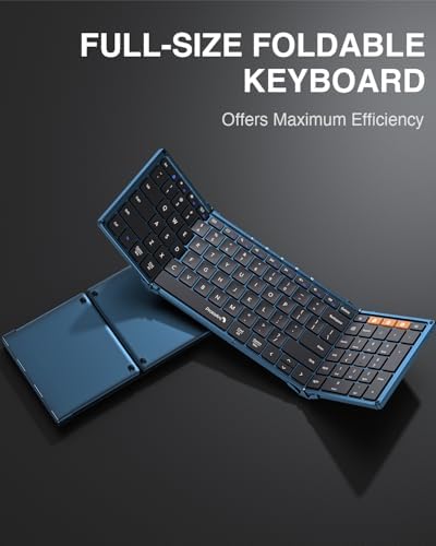 Portable Full-Size Proto Arc Bluetooth Keyboard XK01 – Foldable Wireless Keyboard with Numeric Keypad for i Pad, Tablets, Smartphones, and Laptops – Rechargeable Multi-Device Solution for Windows, i OS & Android – Ultimate Travel Companion for On-the-Go Professionals
