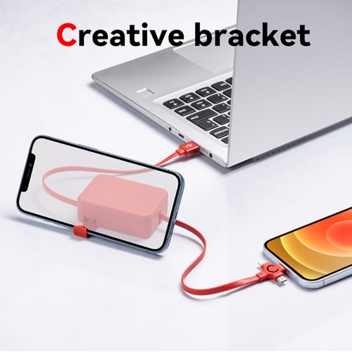 Multi Charging Cable 3A, 4Pack 3 in 1 Retractable USB Charger Cable with USB C/Micro Port, Phone Holder, Multiple Fast Charging Cord for Cell Phones, iPhone 16 15 14 Series, Galaxy S24/S23, Tablets – Enhanced Compatibility and Speed