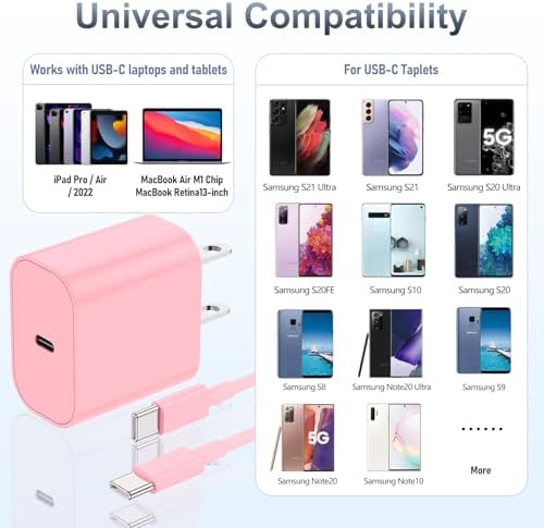 High-Efficiency 20 W USB-C Fast Charger for i Phone 16 & i Pad Pro – Versatile 6 ft & 10 ft Type C Charging Cables with Robust Wall Adapter for Quick Power Boosts – Perfect for i Phone 16 Pro Max, 15 Plus, and All i Pad Models – Maximize Your Charging Flexibility and Efficiency