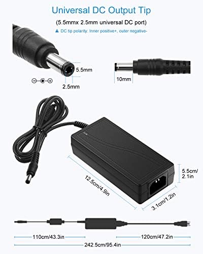 ALITOVE 12 V 6 A High-Efficiency AC to DC Power Supply Adapter – Reliable Transformer for LED Strip Lights, CCTV Cameras, and DC Devices – Versatile 72 W Power Converter with Enhanced Compatibility for Home and Professional Use – Compact Design with Multiple Plug Sizes and Built-In Safety Features for Optimal Device Performance