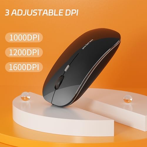 Uciefy Q5 Slim Rose Gold Wireless Mouse – Portable Optical Rechargeable Design with Silent Click, USB Receiver & Type C Adapter for Effortless PC, Laptop & Desktop Compatibility – Elevate Your Workspace with Style & Precision