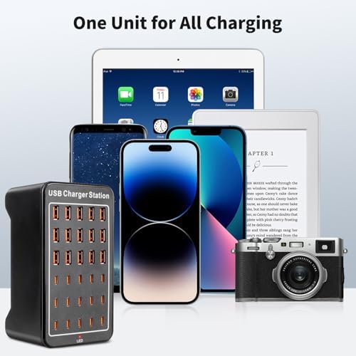 Revolutionary 125 W USB-C Charging Hub with 25 Ports: Fast Charging Station for i Phones, i Pads, Tablets, and Smartphones – Ultimate Multi-Port Desktop & Wall Charger with Enhanced Safety Features and Sleek Design