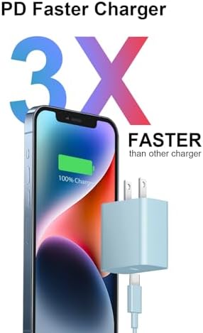 20 W PD USB-C Wall Charger with 6 FT Fast Charging Cable for i Phone 14/13/12/11/Pro/Pro Max/Mini/Xs Max/XR/X and i Pads – Rapid Power for Apple Devices with Enhanced Safety Features and Portability