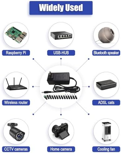 Efficient 12 V 5 A LED Strip Power Supply Adapter – High-Quality AC to DC Converter with 14 Versatile Connection Tips and 5.5 x 2.5 mm Plug (60 W) for Ultimate Lighting Performance and Compatibility Across All Projects