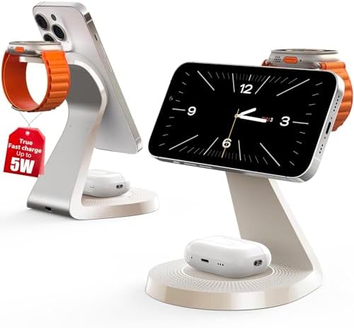 Ultimate 3-in-1 Mag Safe Charging Station for Apple Devices – Fast Wireless Charger for i Phone 16/15/14/13/12, Air Pods & Apple Watch with USB-C Compatibility – Sleek, Space-Saving Design for Home and Office Use