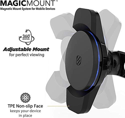 SCOSCHE Magic Mount Charge3 10 W Qi-Certified Vent Wireless Charger – Magnetic Phone Holder for Effortless Charging and Navigation in Your Car