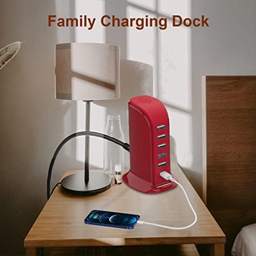 Kawaii-Inspired 6-Port USB Charging Hub: Ultimate Fast Charger for i Phones, Androids & More – Compact Multi-Device Power Station with 1 USB-C & 5 USB-A Ports for Effortless Travel & Home Connectivity, Tangle-Free Solutions for Modern Users