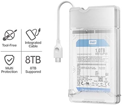 Ineo USB 3.1 Type C Tool-Less External Hard Drive Enclosure for 2.5 Inch SATA HDD & SSD – Fast UASP Supported Storage Solution for 7 mm & 9.5 mm Drives – Lightweight, Portable Design in Elegant White Finish for Enhanced Data Management Efficiency