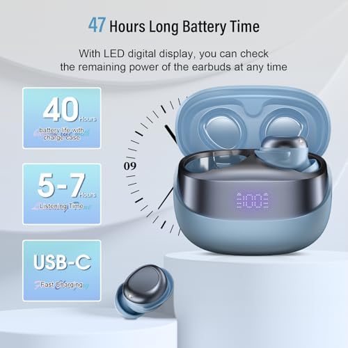 Ultra-Comfort Sleep Earbuds with Advanced Bluetooth 5.4 – Perfectly Designed for Side Sleepers, 47 Hours of Uninterrupted Playtime, Ideal for Meditation, Travel, and Relaxation, Premium Sound Quality & Ergonomic Fit for Ultimate Comfort