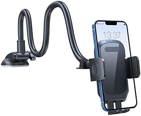Universal Gooseneck Car Phone Holder Mount – Versatile Dashboard, Windshield & Air Vent Stand for All Smartphones, Anti-Shake Handsfree Design for Safe Navigation & Easy Accessibility, Quick Install Cradle for i Phone & More