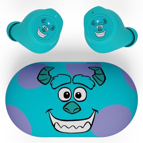 Monsters Inc Bluetooth Wireless Earbuds – Ultimate 30-Hour Playtime & Lightweight Comfort for All Ages – Seamless Connectivity & Built-In Mic for Effortless Calls – Perfect Disney Gift for Kids and Pixar Fans – Enjoy Iconic Sound Quality with Durable Design