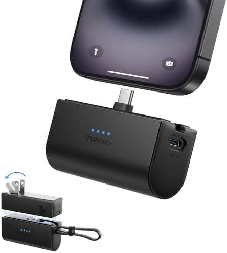 THREEKEY Portable Power Bank 5000 m Ah with 20 W PD Fast Charging – Travel-Friendly Charger for i Phone 16/15, Samsung Galaxy, i Pad Air/Pro & Google Pixel – Includes 30 W Ga N Wall Charger for Enhanced Charging Speed and Compatibility