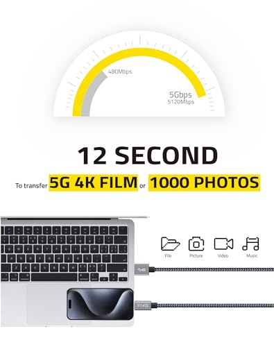 FHG 6 FT USB C to USB C Cable – Ultra-Fast 60 W/3 A Charging & 5 Gbps Data Transfer – Durable Nylon Braided Design, Perfect for i Phone 15 & Android Auto – 2-Pack for Home & Office Efficiency, High Compatibility for All Devices