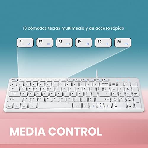 Whisper-Quiet Perixx PERIBOARD-213 W USB Scissor Keyboard – Compact Spanish QWERTY with Numeric Keypad for Enhanced Productivity – Perfect for Home and Office Use