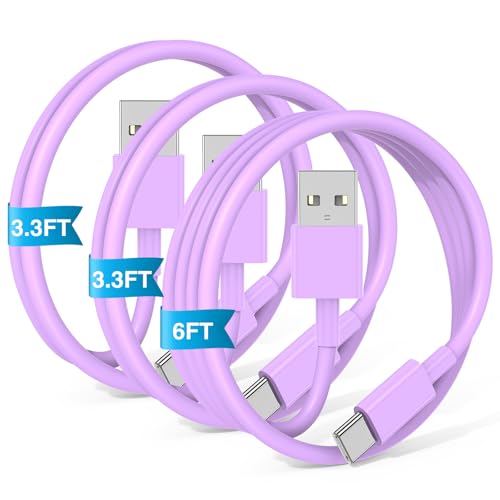 6 FT USB A to USB C Carplay Charging Cable – 3-Pack for i Phone 15/16, i Pad Pro/Air/Mini, Samsung Galaxy S25/S24/S23, and Mac Book – Fast Charging & High-Speed Data Transfer for Enhanced Compatibility on the Go