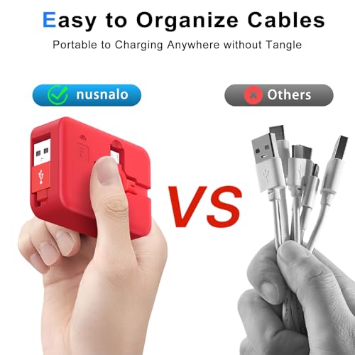 4-Pack Retractable 3-in-1 Charging Cable Set – Versatile 3.28 Ft Fast Charging Solution with IP, USB C, and Micro USB Connectors – Tangle-Free Design for Smartphones, Tablets & More – Stylish Black, Blue, Purple, Pink Options with Handy Phone Holder for On-the-Go Power