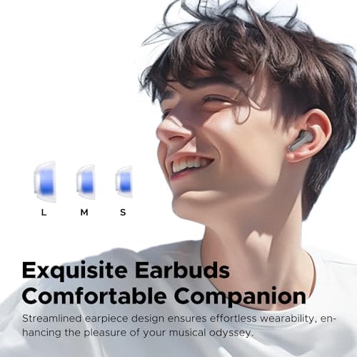Affordable Sound PEATS Clear Wireless Earbuds – Bluetooth 5.3 Headphones with 12 mm Drivers for Deep Bass, Enhanced Call Clarity with Dual Mic and ENC, Gaming Mode for Low Latency, 40-Hour Playtime, IPX4 Water Resistance, Custom EQ via App for Tailored Audio Experience