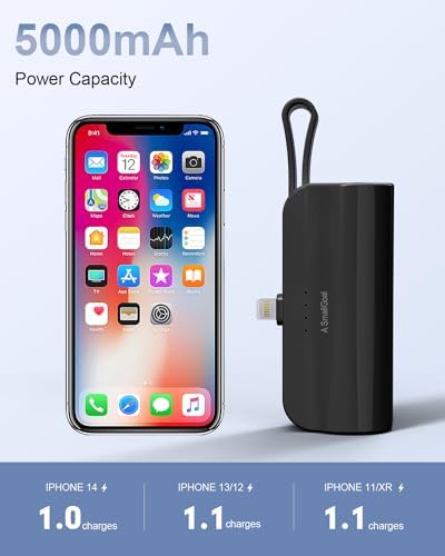 Compact 5000 m Ah Portable Power Bank for Fast Charging – Mini Travel Charger for i Phone 15, 14, 13, Samsung & More – Sleek Black Design for On-the-Go Power Solutions