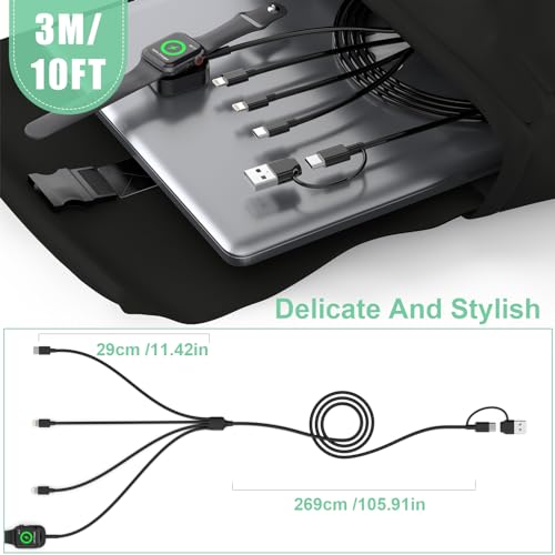 Ultimate 6-in-1 Travel USB C Charging Cable for Apple Devices – Fast Charge i Watch, i Phone, and i Pad with Versatile 3 M Type C & USB A Adapter Combo for Series 8, 7, 6, 5, 4, 3, 2, SE – Lightweight, Durable, and Perfect for On-the-Go Charging