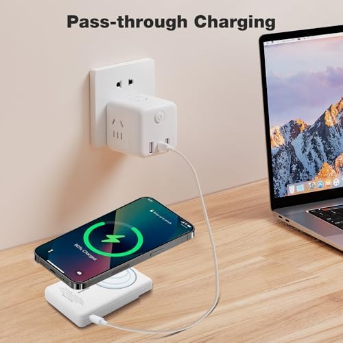 Magnetic Power Bank with Integrated Air Tracker for Apple Devices – 5000 m Ah Wireless Charger Featuring Card Holder, Supports Mag Safe & Apple Find My, 20 W High-Speed USB-C Charging, Perfect for i Phone 12/13/14/15/16 – Stay Powered & Secure On-the-Go