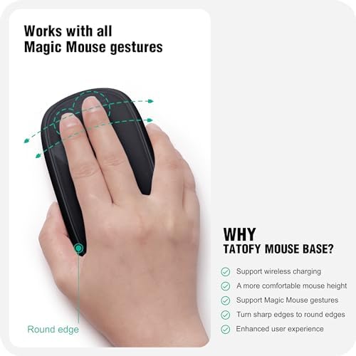 TATOFY Wireless Charger for Magic Mouse 2 – Ergonomic Design with Lightning Compatibility, Fast Charging Base, and Sleek White Finish for Ultimate Comfort and Efficiency in Your Workspace