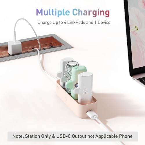 i WALK Family-Sized USB-C Charging Station for Portable Power Banks – Efficient Multi-Device Dock for i Phone & More – Sleek Design, Fast Charging, Enhanced Compatibility – Ideal Home & Office Solution in White