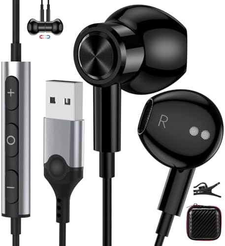 Ultra-Comfort USB Earbuds with Microphone for PC – 7.5 FT Wired Headset for Laptops, Perfect for Zoom Meetings and Virtual Learning – Magnetic Stereo Earphones Compatible with Dell, HP, and Think Pad – Crisp Audio Clarity, Lightweight Design for All-Day Use – Quick Volume Control for Effortless Communication – Tangle-Free Solution for Neat Workspaces – Boost Your Productivity with Enhanced Sound Experience
