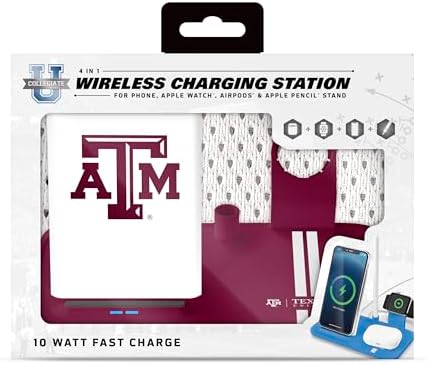 SOAR NCAA 4-in-1 Wireless Charging Docking Station: Rapid Charge Solution for i Phone, Apple Watch, Air Pods & Apple Pencil – Official NCAA Design for Ultimate Fan Experience and Device Compatibility