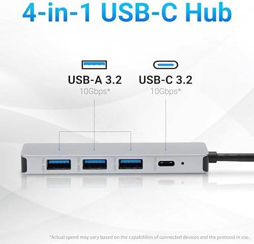 Elevate Your Connectivity with the Amazon Basics USB 3.2/3.1 Gen 2 Hub Dock – Lightning-Fast 10 Gbps Data Transfer for Windows & Mac, Featuring 1 USB-C and 3 USB-A Ports in a Sleek Silver & Black Design for Ultimate Portability and Versatility