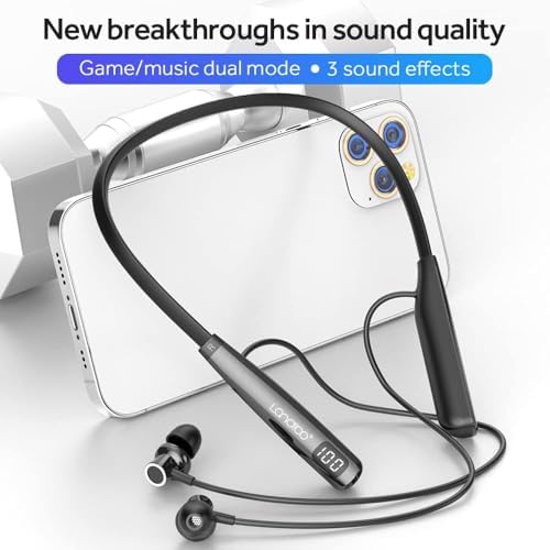 Revolutionary Bluetooth 5.0 Neck Earbuds with 100-Hour Playback – IPX5 Waterproof Sports Headphones for Active Lifestyles, Magnetic Design, Built-in Microphone & TF Card Slot for Ultimate Convenience – Perfect for Gym, Running, and Outdoor Activities (Model A12)