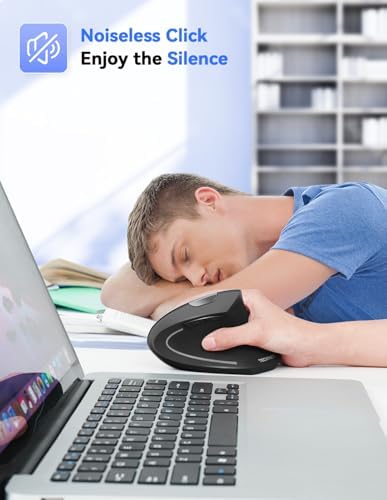 TECKNET Wireless Vertical Mouse – 4800 DPI Ergonomic Design for Ultimate Comfort & Precision, Adjustable DPI Levels for Seamless Navigation, Silent Clicks & 2.4 GHz Technology for Laptops, Desktops & Mac – Ideal Carpal Tunnel Relief Accessory