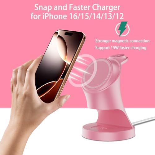 All-in-One Mag Safe Wireless Charging Station for Apple Devices – Fast 3-in-1 Charger Dock for i Phone 16/15/14/13/12 Pro/Max/Plus/Mini, Air Pods 2/3/Pro, and Apple Watch Series Ultra/8/7/SE/6/5/4/3/2 – Sleek, Space-Saving Design with Advanced Safety Features