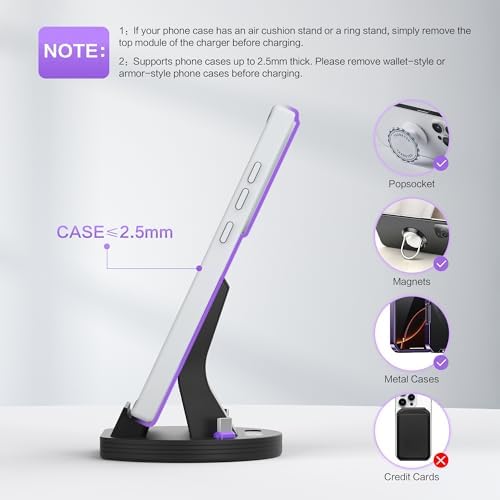 120 W Magnetic USB C Charging Dock: Fast Charging Station for Galaxy A15, A55, A35 – Sleek Desktop Stand with Type-C Tips for Phones, Earbuds, and Kindles – Ultimate Compatibility and Efficiency for Any Workspace