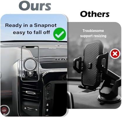 Magnetism Dodge Ram 1500/2500/3500 Phone Holder – Mag-Safe Compatible Hands-Free Car Mount with 360-Degree Rotation for Optimal Viewing – Adjustable Magnetic Cell Phone Accessory Preserving Air Vent Functionality for Safe Driving and Navigation