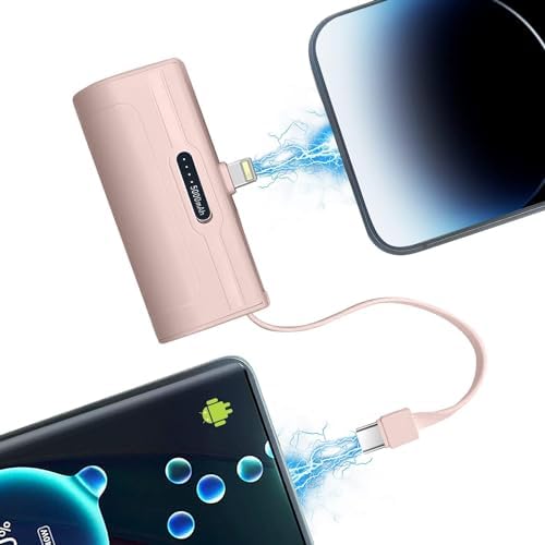 Compact 4800 m Ah Mini Power Bank Charger for USB-C and i Phone – Fast Charging, Direct Plugin Design for On-the-Go Power, Stylish White Color for All Users – Perfect for Students, Professionals, and Travelers