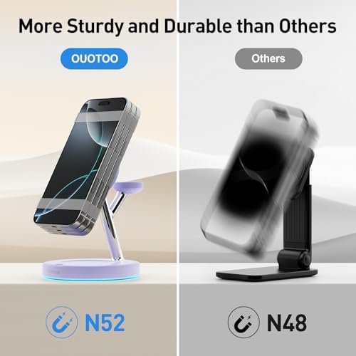2025 Premium 3-in-1 Wireless Charging Station for i Phone 16, 15, 14, 13, 12 – Mag-Safe Compatible Charger Stand for Air Pods and i Watch – Fast, Efficient Power Hub with Sleek Design and Overcharge Protection for Home or Travel