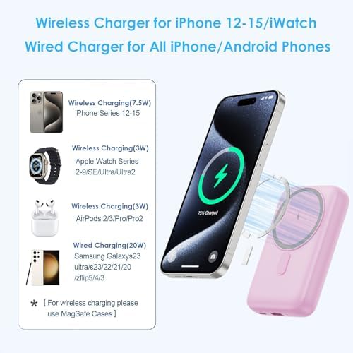 Revolutionary 4-in-1 Magnetic Portable Charger 10800 m Ah – Rapid USB-C Power Bank with LCD Display, Fast Charging for i Phone 16/15/14/13/12 & Apple Watch – Sleek White Design for Ultimate Compatibility and On-the-Go Convenience