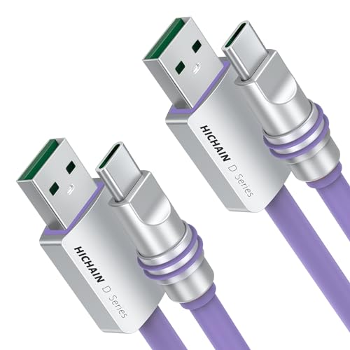 Hichain Premium 4 ft Purple USB A to USB C Charger Cables – Dual Pack for 100 W Fast Charging, Waterproof & Robust Build for Optimal Data Transfer – Ideal for Samsung Galaxy, Google Pixel & PS5 – Stylish Charging Solution to Enhance Your Tech Experience