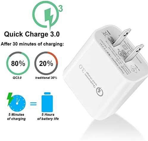 TPLTECH Quick Charge 3.0 Wall Charger with 6.5 Ft Type C Cable – Ultra-Fast Charging Solution for Xiaomi Devices, Compatible with Redmi Note 7, 8, 9 Pro, Mi 8/9 SE, Pocophone F1, and More – Durable, Portable Design for Everyday and Travel Use, Ensuring Optimized Battery Health and Safety