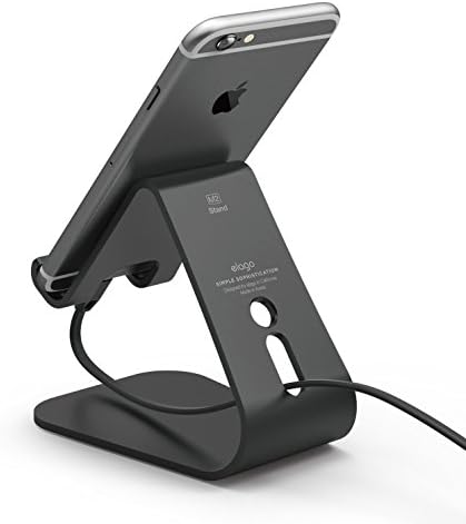 Enhance Your Smartphone Experience with the elago M2 Premium Aluminum Stand – Sleek Silver Ergonomic Design for Effortless Video Calls, Integrated Cable Management, and Universal Compatibility with i Phones and Galaxy Devices – Ideal for Streamlined Workspaces and Mobile Convenience