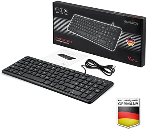 Elevate Your Typing Experience with the Perixx PERIBOARD-213 U Wired Silent USB Scissor Keyboard – Compact Design with Number Pad for Effortless Productivity, Ideal for Home and Office Use, Enhanced Compatibility, and Sleek Aesthetic – Perfect for Quiet Workspaces and Data Entry – Black US English Layout
