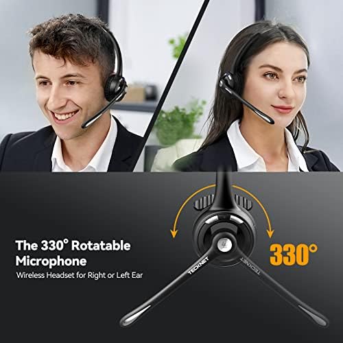 TECKNET Wireless Bluetooth Headset for Truckers – Advanced Noise-Canceling Microphone for Crystal-Clear Calls, Hands-Free Convenience, and Mute Function for Private Conversations – Compatible with Multiple Devices and Designed for All-Day Comfort