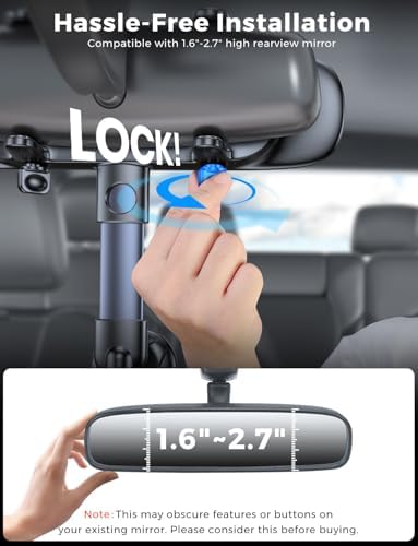 Elevate Your Driving Safety with the e Samcore Adjustable Rear View Mirror Phone Holder – Perfect Car Mount for i Phone 15, 14, 13, 12 & 4.7″-7″ Smartphones – 360-Degree Rotation for Optimal Viewing, Durable Design for Everyday Use, Hassle-Free Navigation and Hands-Free Calls
