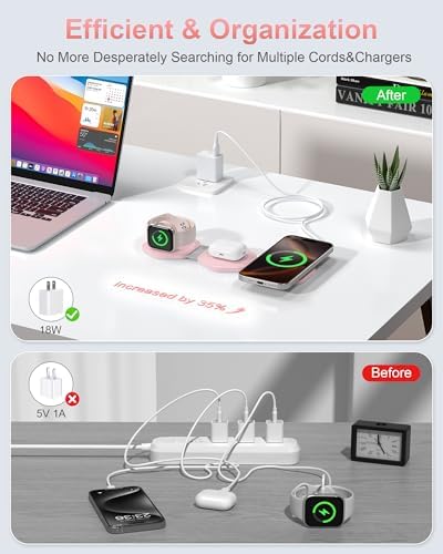 Ultimate 3-in-1 Magnetic Wireless Charging Station for Apple Devices – Foldable Travel Charger for i Phone 16/15/14/13/12 Pro Max, Apple Watch & Air Pods – Fast, Efficient, and Stylish Power Solution for On-the-Go Charging
