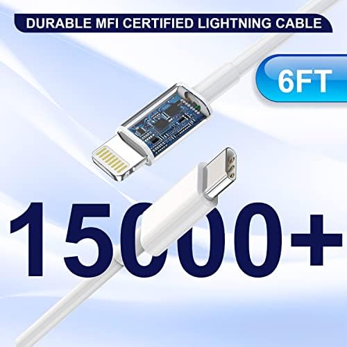 Premium Apple MFi Certified 3-Pack i Phone Charger Set with PD Type C Quick Wall Block and 6 FT Fast Charging USB C to Lightning Cable – Ultimate Speed and Compatibility for i Phone 14/13/12/Pro/Max/11/XR/SE 2022 and i Pads, Perfect for Home or Travel Use